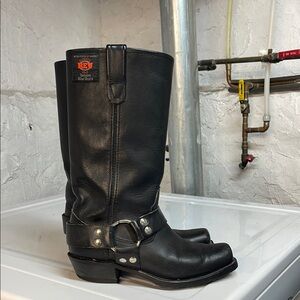 Ladies Black Leather Biker Boots